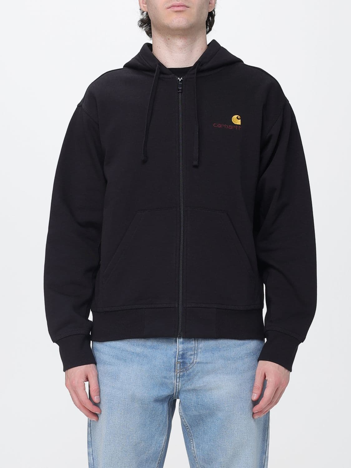 Carhartt Wip Zip-Up Cotton Blend Hoodie with Embroidered Logo