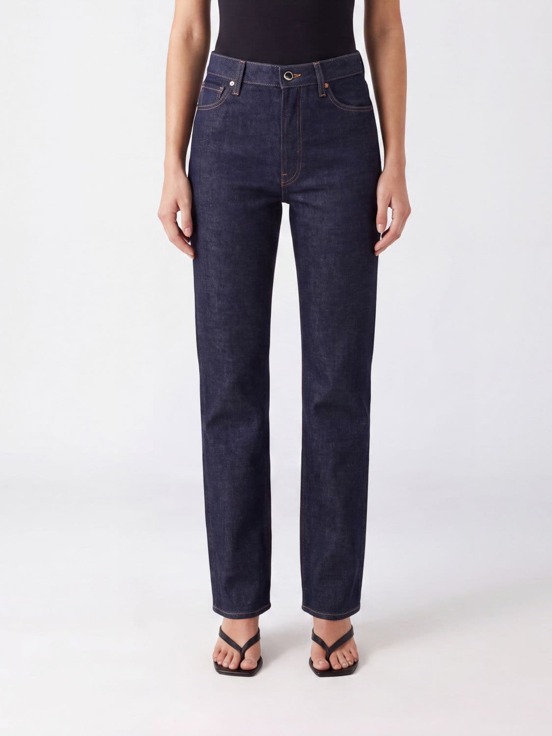 Khaite Danielle High-Waisted Straight-Leg Jeans in Cotton Denim