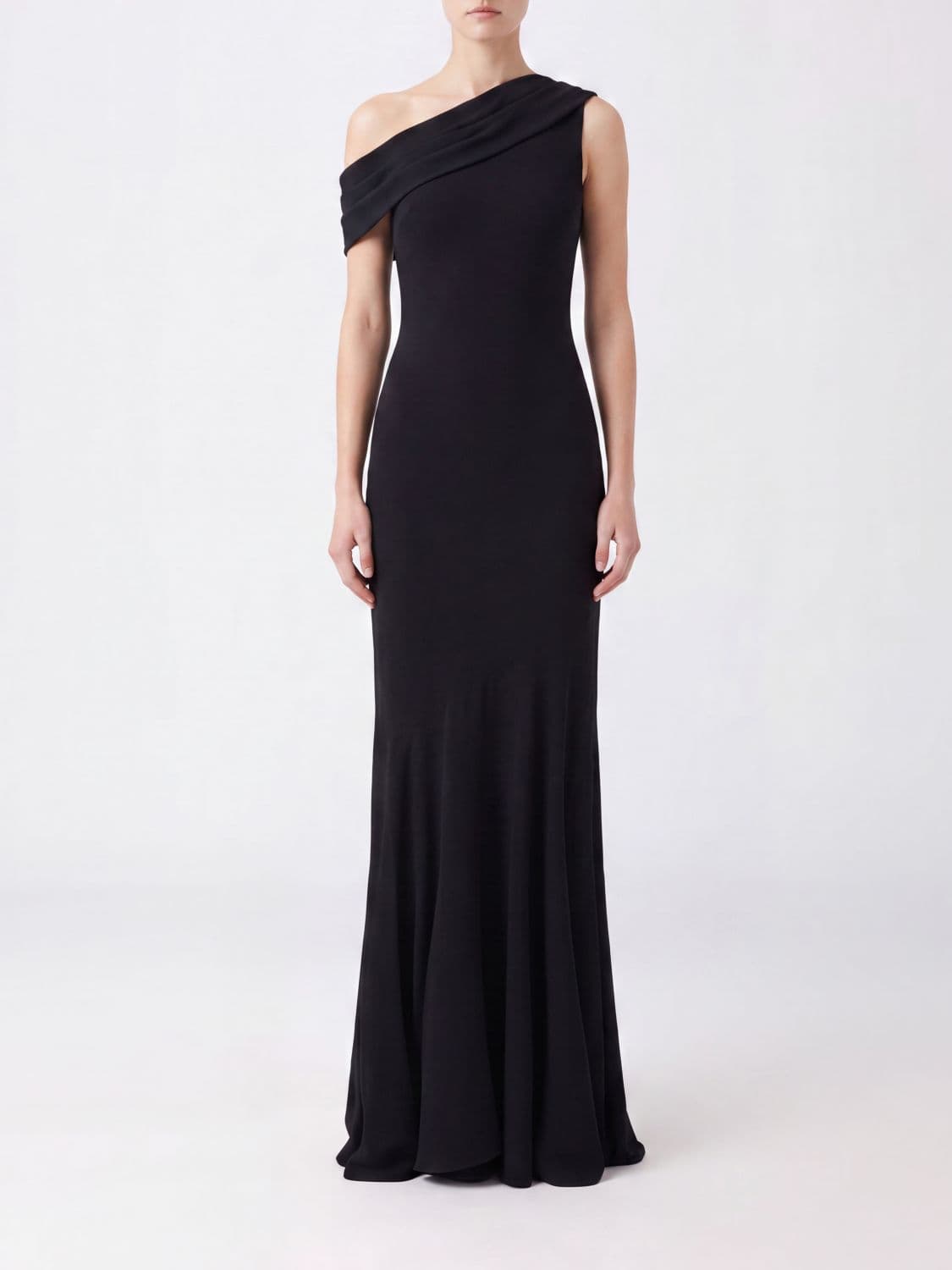 Collini Milano 1937 Anna Asymmetrical One-Shoulder Jersey Long Evening Gown