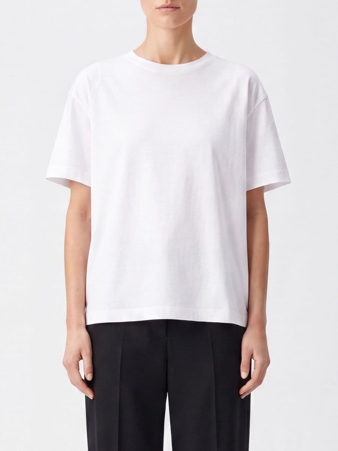 Toteme Crewneck Organic Cotton T-shirt with Dropped Shoulders