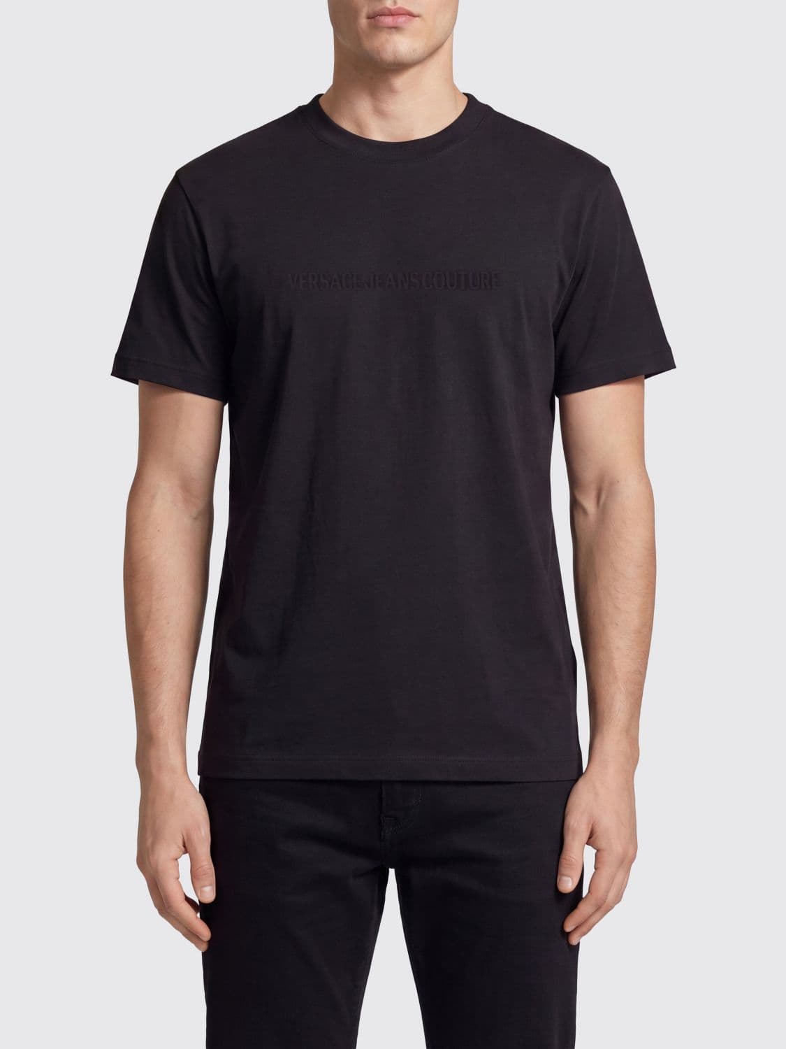 Versace Jeans Couture Slim Fit Cotton T-Shirt with Tone-on-Tone Logo