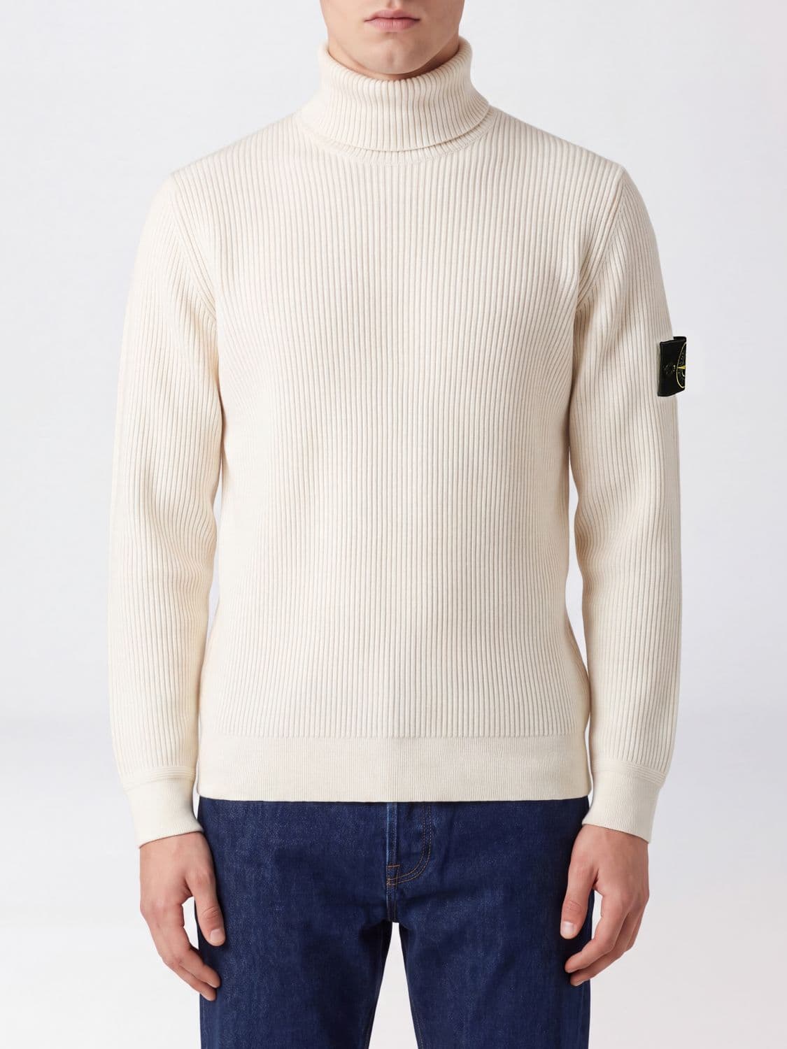 Stone Island Slim Fit Wool Turtleneck Jumper with Compass Logo