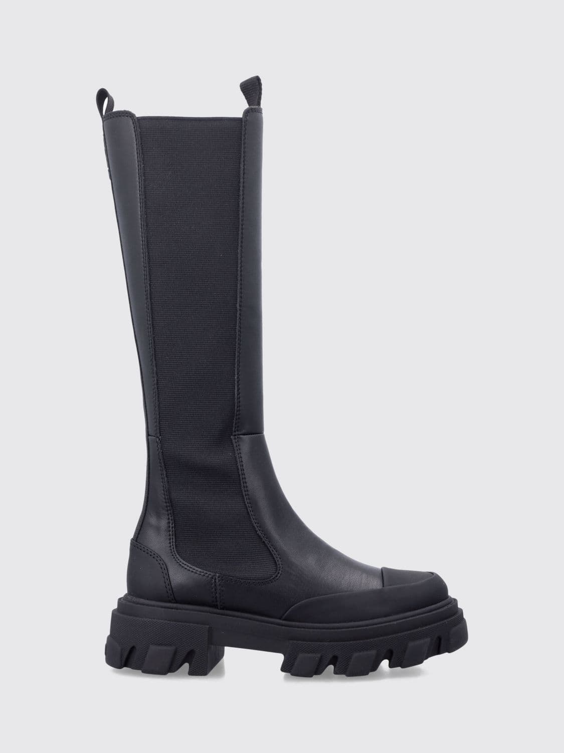 Ganni Knee-High Recycled Leather Chelsea Boots with a Chunky Sole
