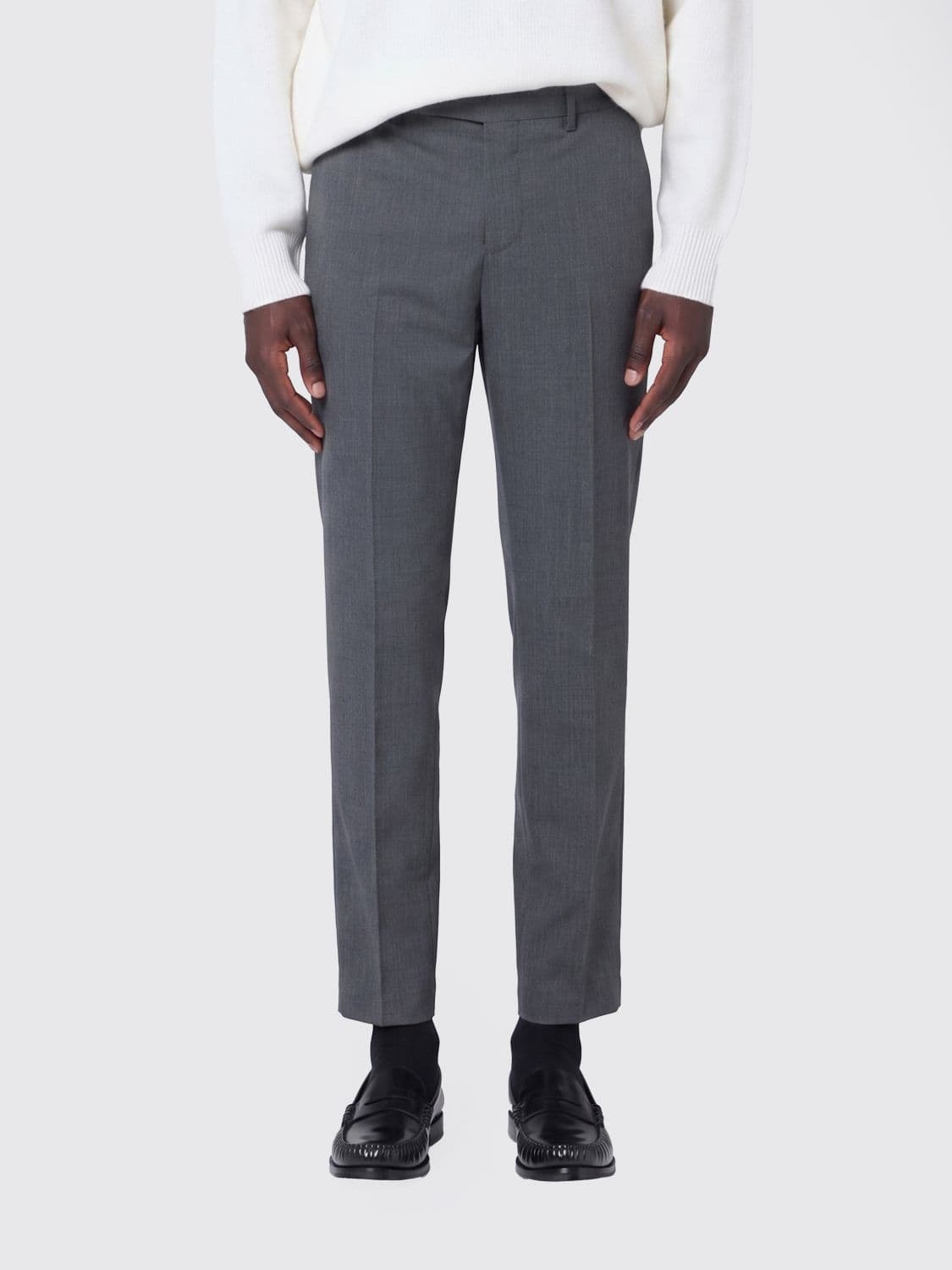 Pt Torino Slim Fit Trousers in Virgin Wool with an Off-Center Closure