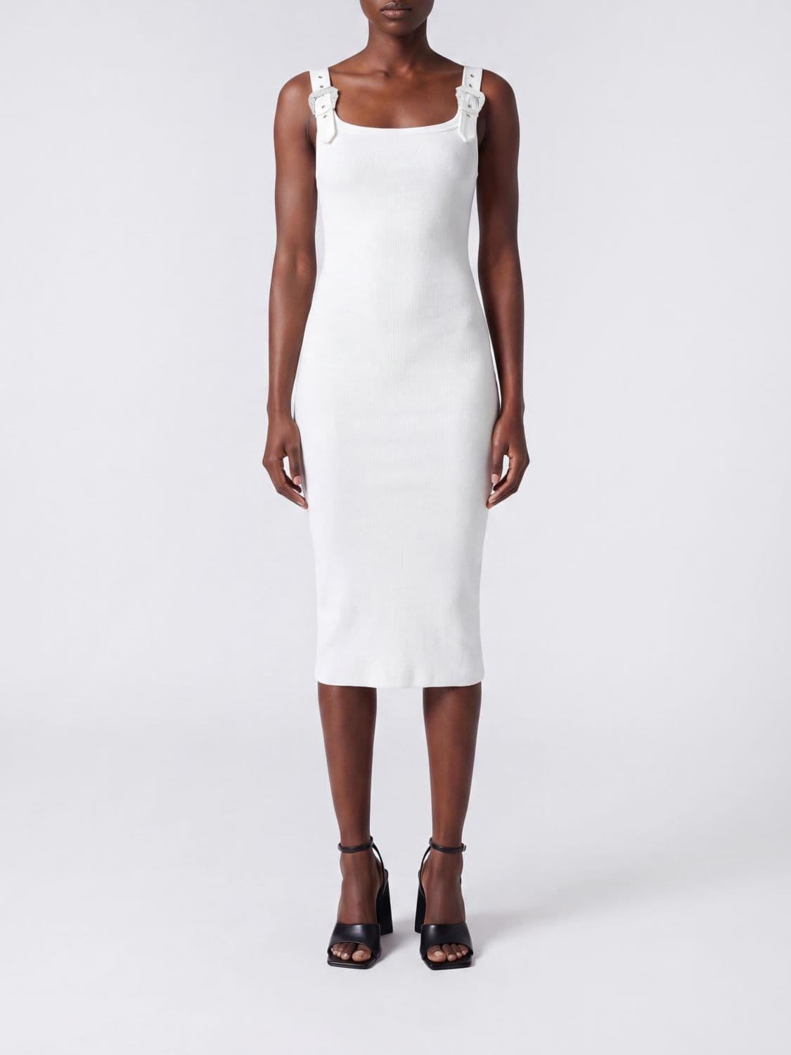 Versace Jeans Couture Cotton Jersey Midi Sheath Dress with Square Neckline · 42