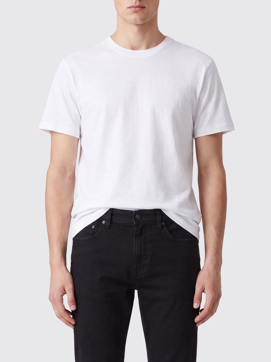 Closed Crew Neck Cotton T-Shirt with a Straight Hem and Regular Shoulders