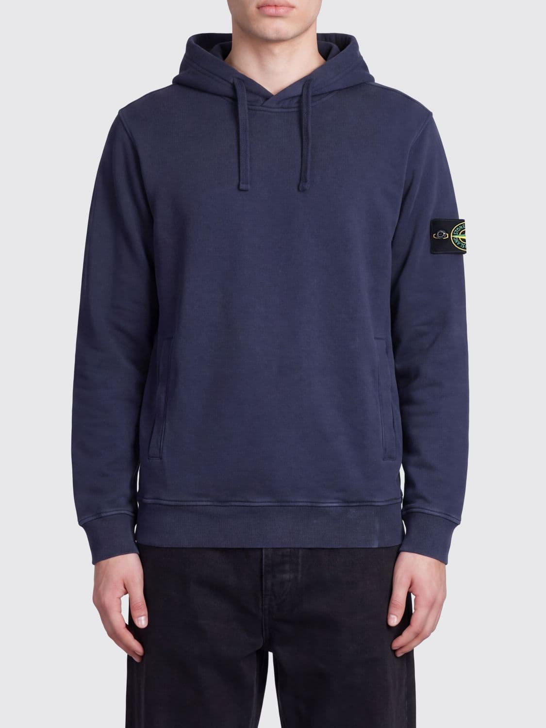 Stone Island Cotton Hoodie with Compass Logo Patch