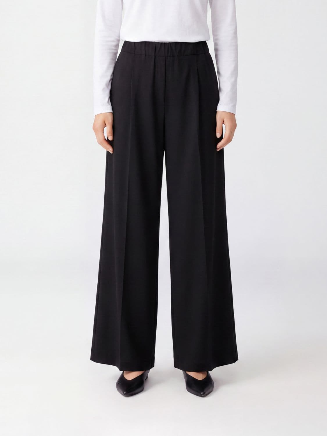 Semicouture High-Waisted Wool Blend Palazzo Trousers