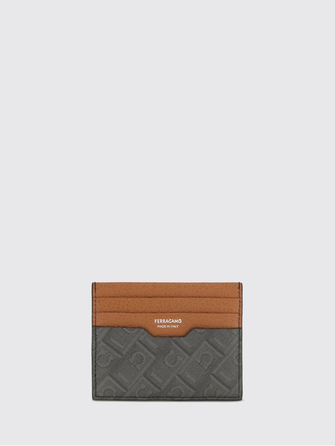 Ferragamo Gancini Monogram Coated Cotton Card Holder · OS