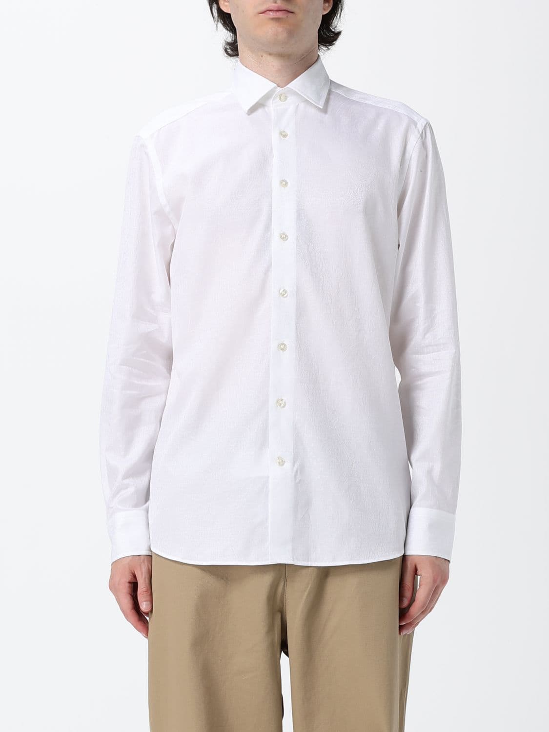 Etro Long-Sleeved Cotton Poplin Shirt with a French Collar