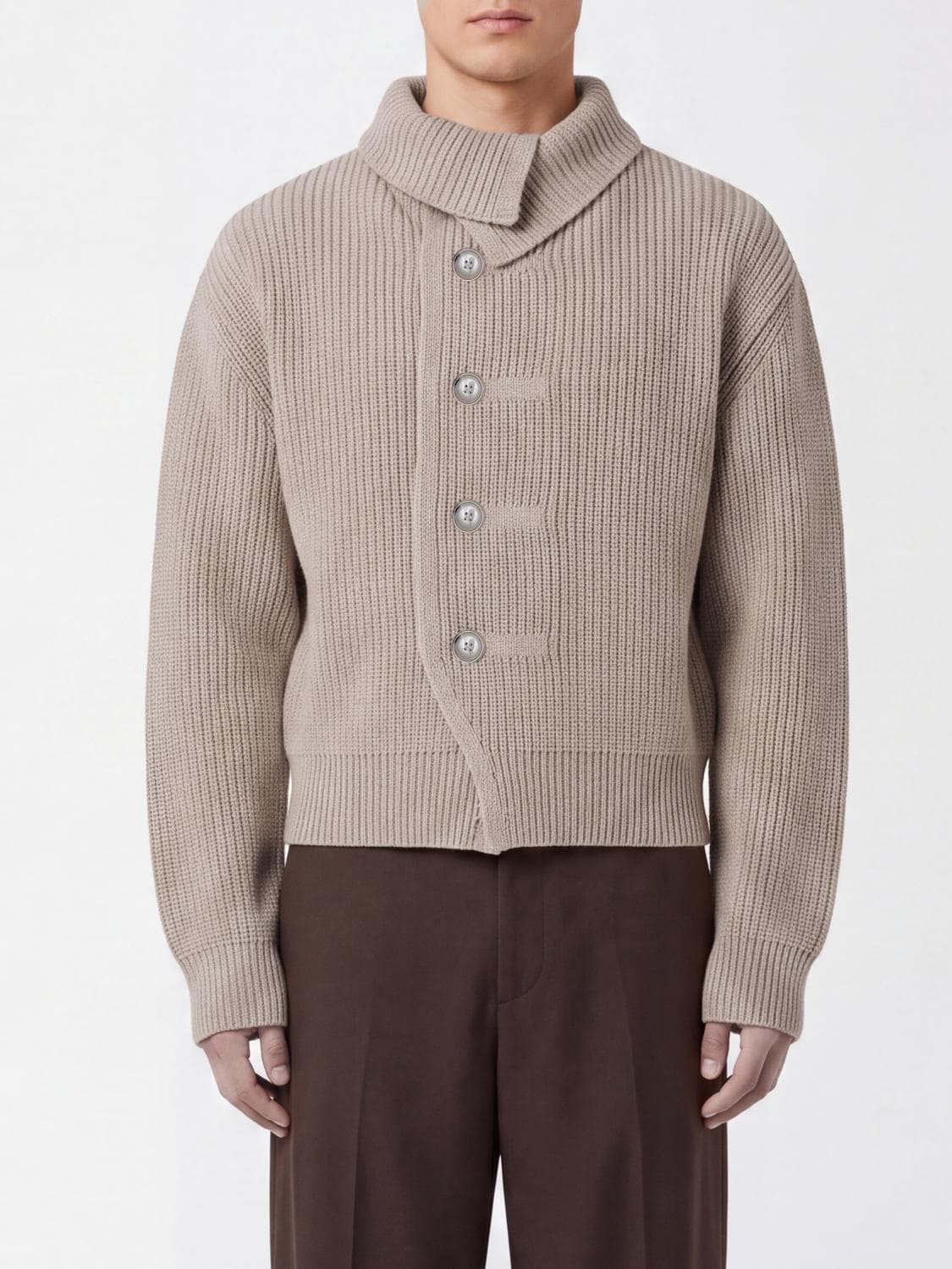 Dries Van Noten Shawl Collar Merino Wool Cardigan