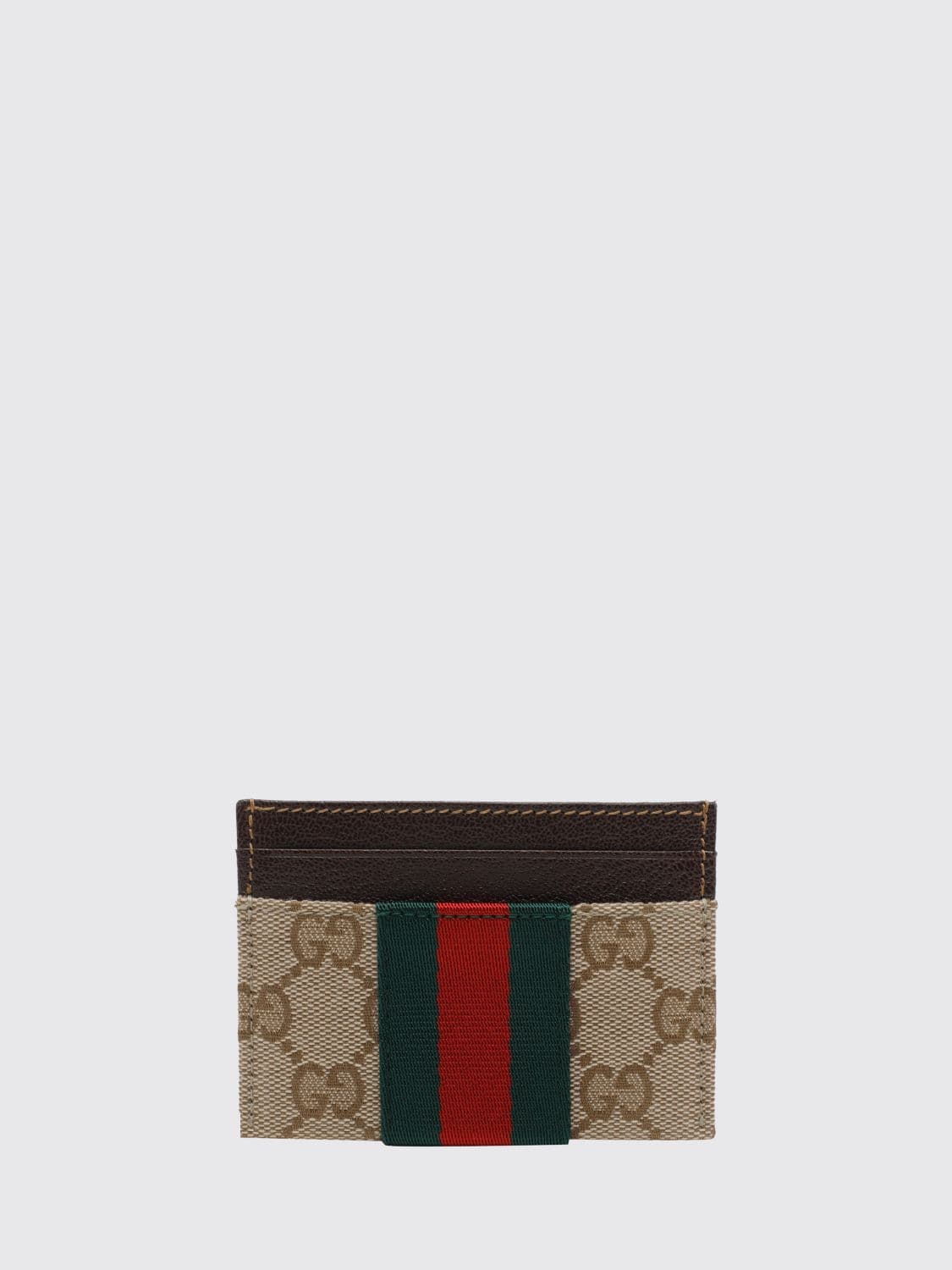 Gucci Ophidia Card Holder in GG Supreme Fabric with Leather Trim · OS