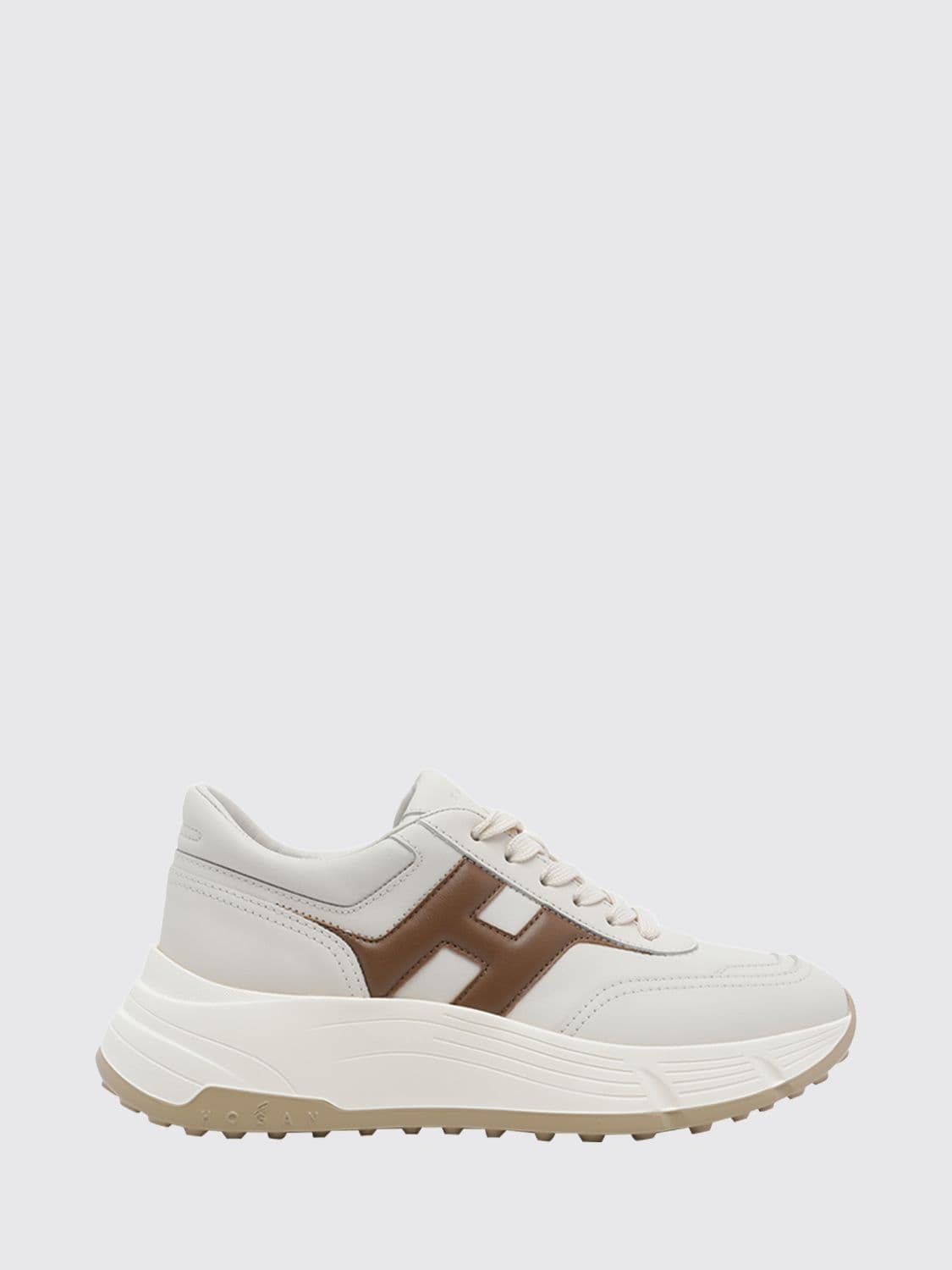 Hogan Hi-Fi Leather Trainers with Contrast H Logo and Chunky Sole