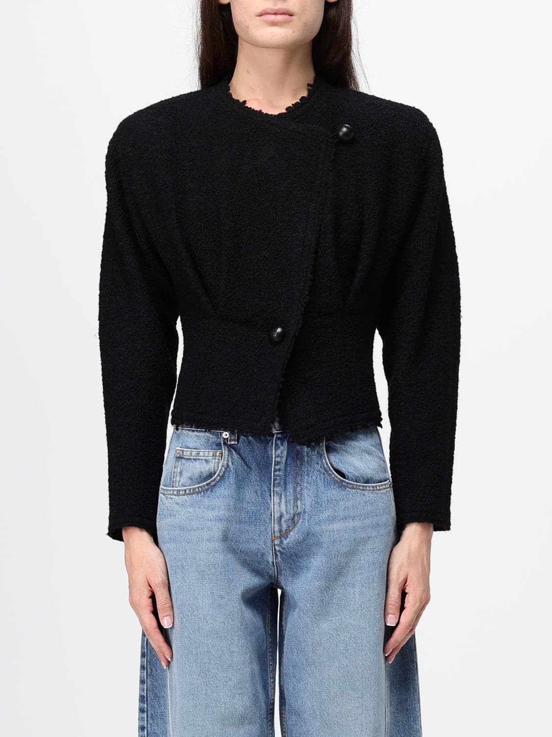 Isabel Marant Double-Breasted Virgin Wool Blazer with Asymmetric Hem