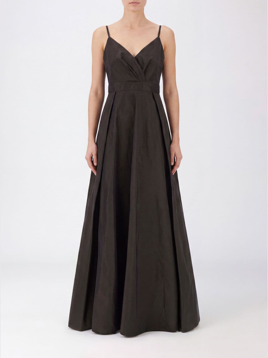 Pinko Taffeta Off-the-Shoulder V-Neck Evening Gown