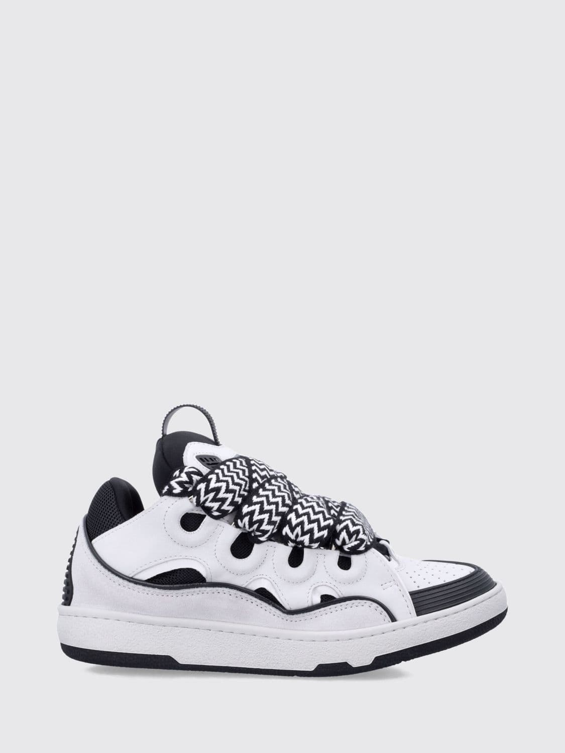 Lanvin Curb Low-Top Leather and Mesh Trainers with Bicolour Design