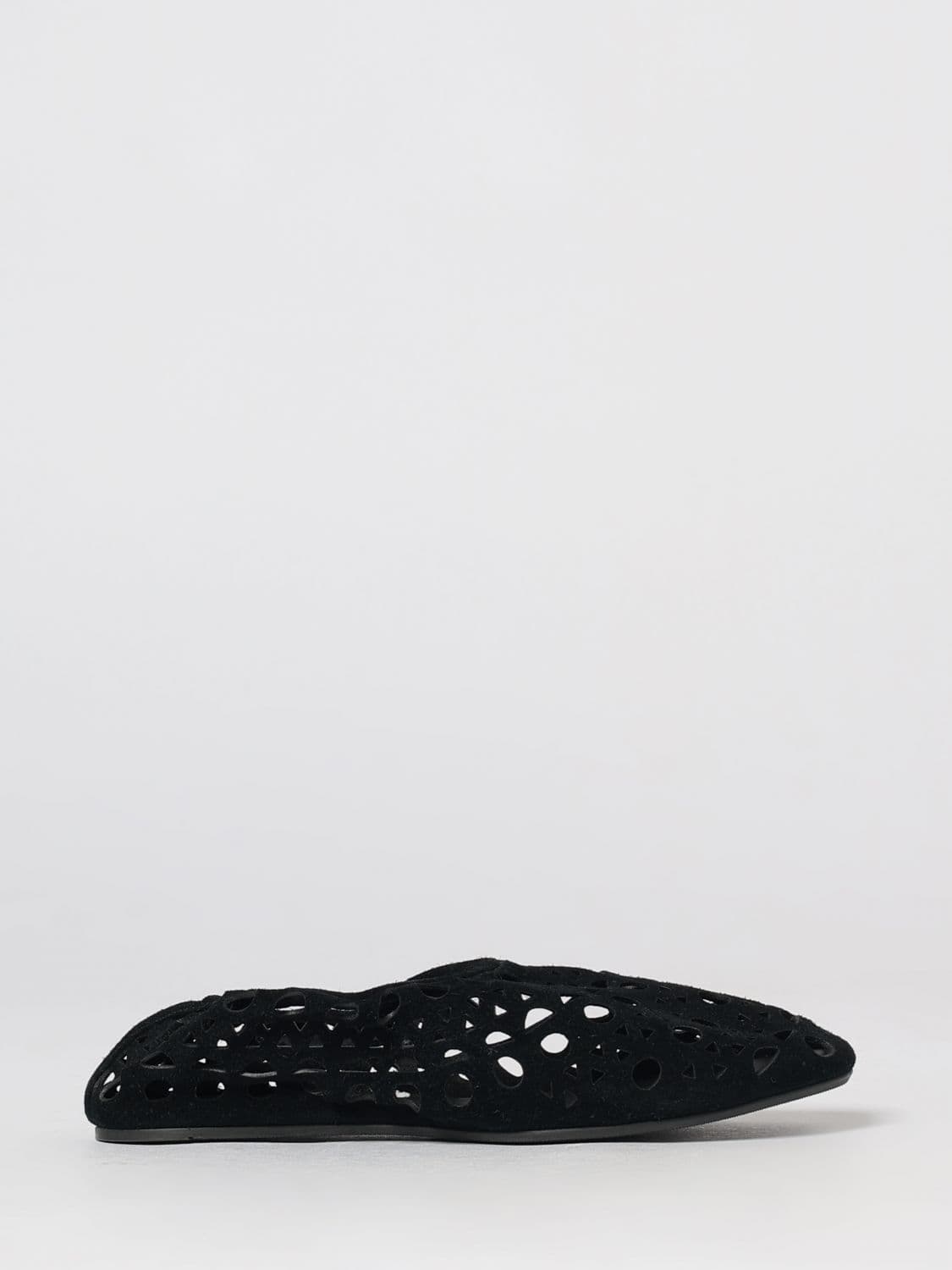 Alaïa Vienne Perforated Suede Ballet Flats with Elasticated Heel
