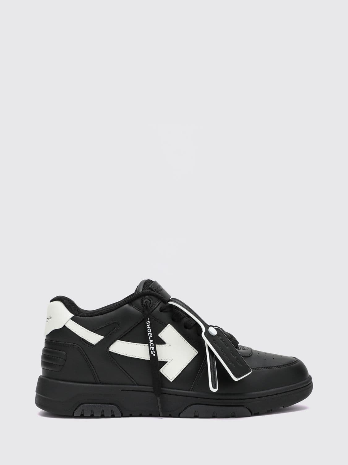 Off-White Out Of Office Low Top Sneakers in Leather and Mesh with Perforated Toe