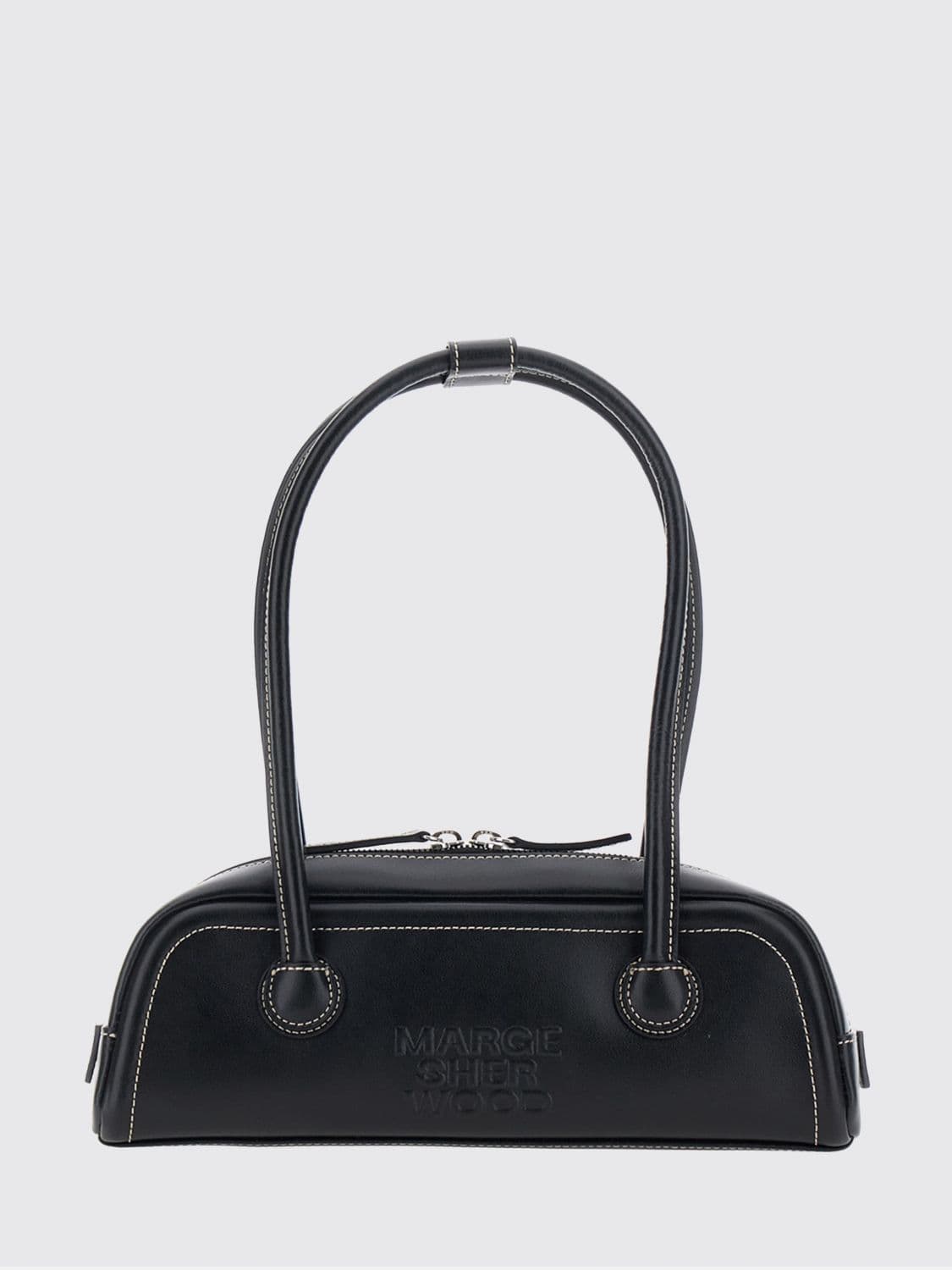 Marge Sherwood Cow Leather Shoulder Bag with a Double Handle and Zip Closure