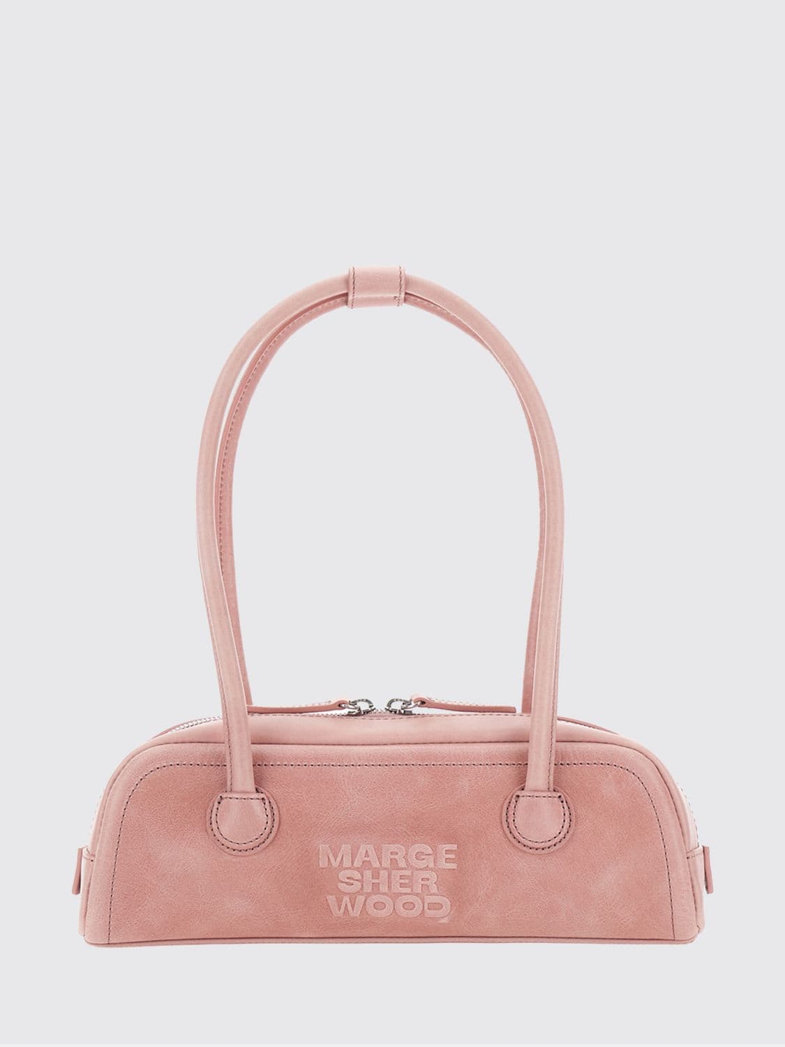 Marge Sherwood Cow Leather Shoulder Bag with a Double Handle and Zip Closure