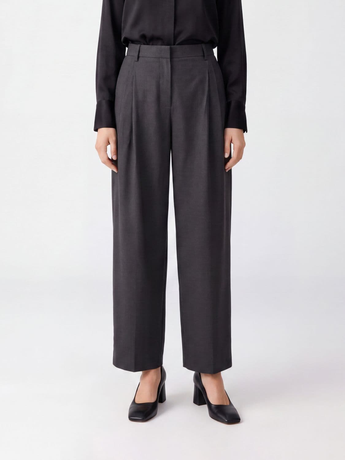 Max Mara High-Waisted Wool Wide-Leg Tailored Trousers