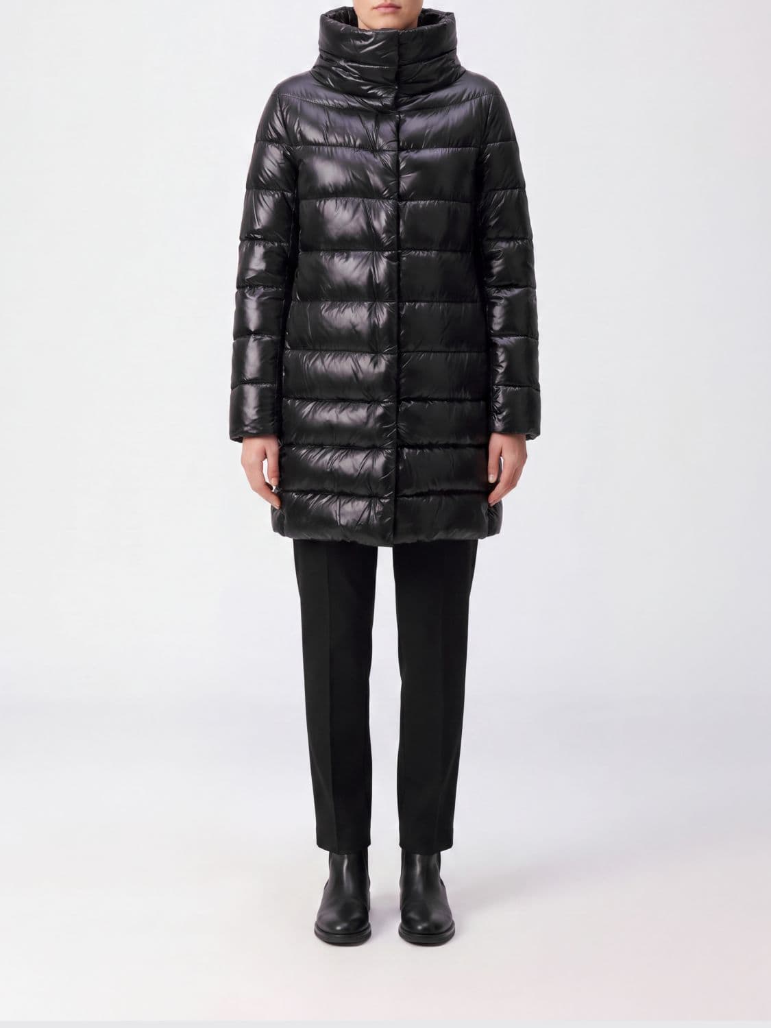 Herno Dora Long Water-Repellent Ultralight Nylon Down Coat
