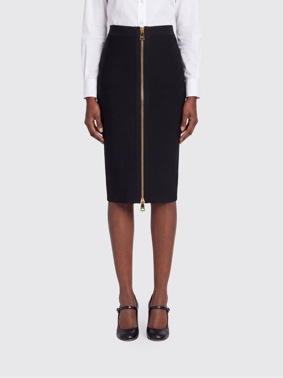 Elisabetta Franchi High-Waisted Midi Pencil Skirt in Jersey