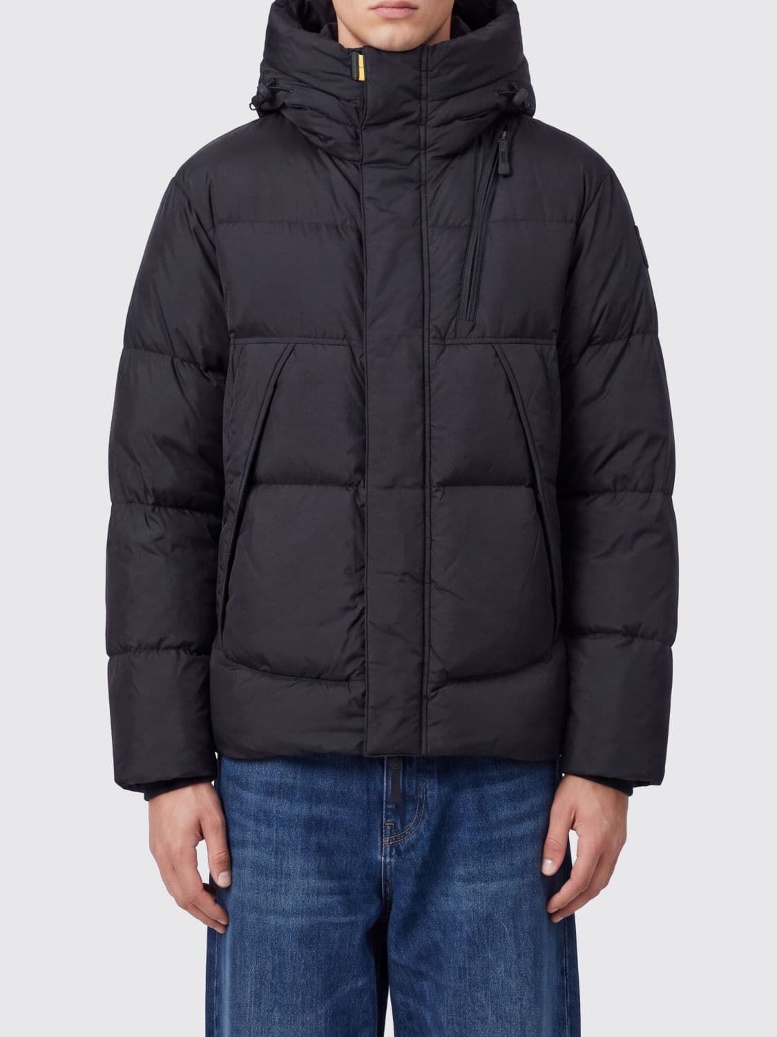 Parajumpers Short Quilted Nylon Down Jacket with Hood and Funnel Neck