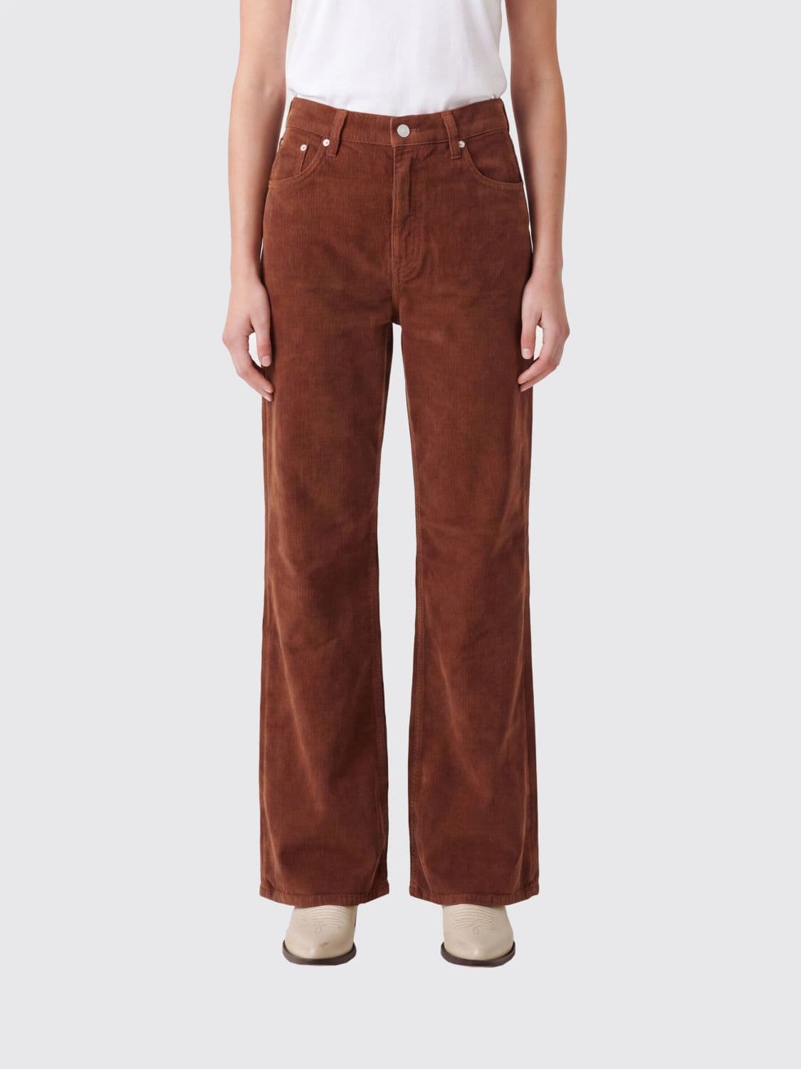 Haikure Korea High-Waisted Straight Corduroy Trousers