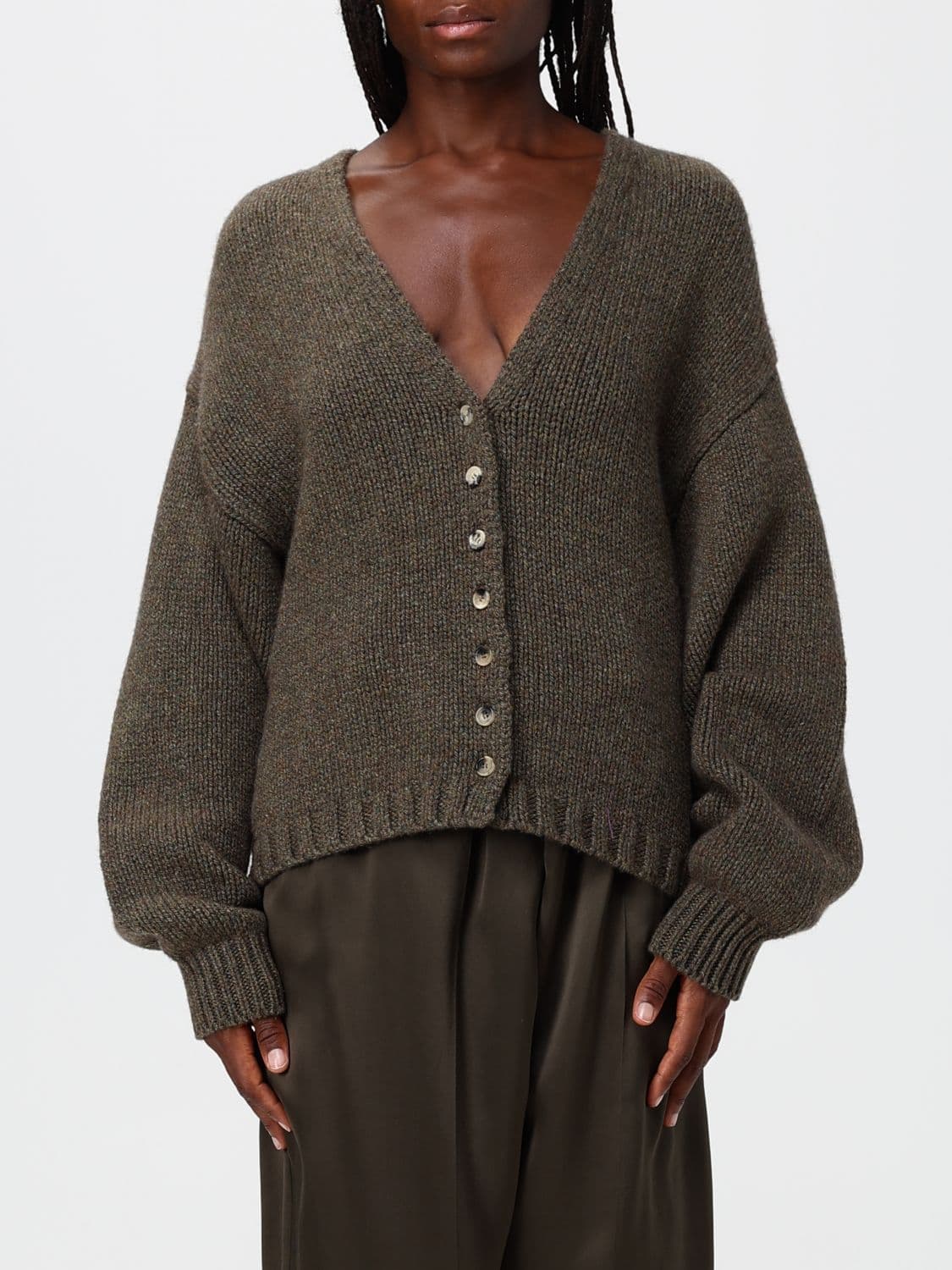 Khaite Deep V-Neck Pure Cashmere Cardigan