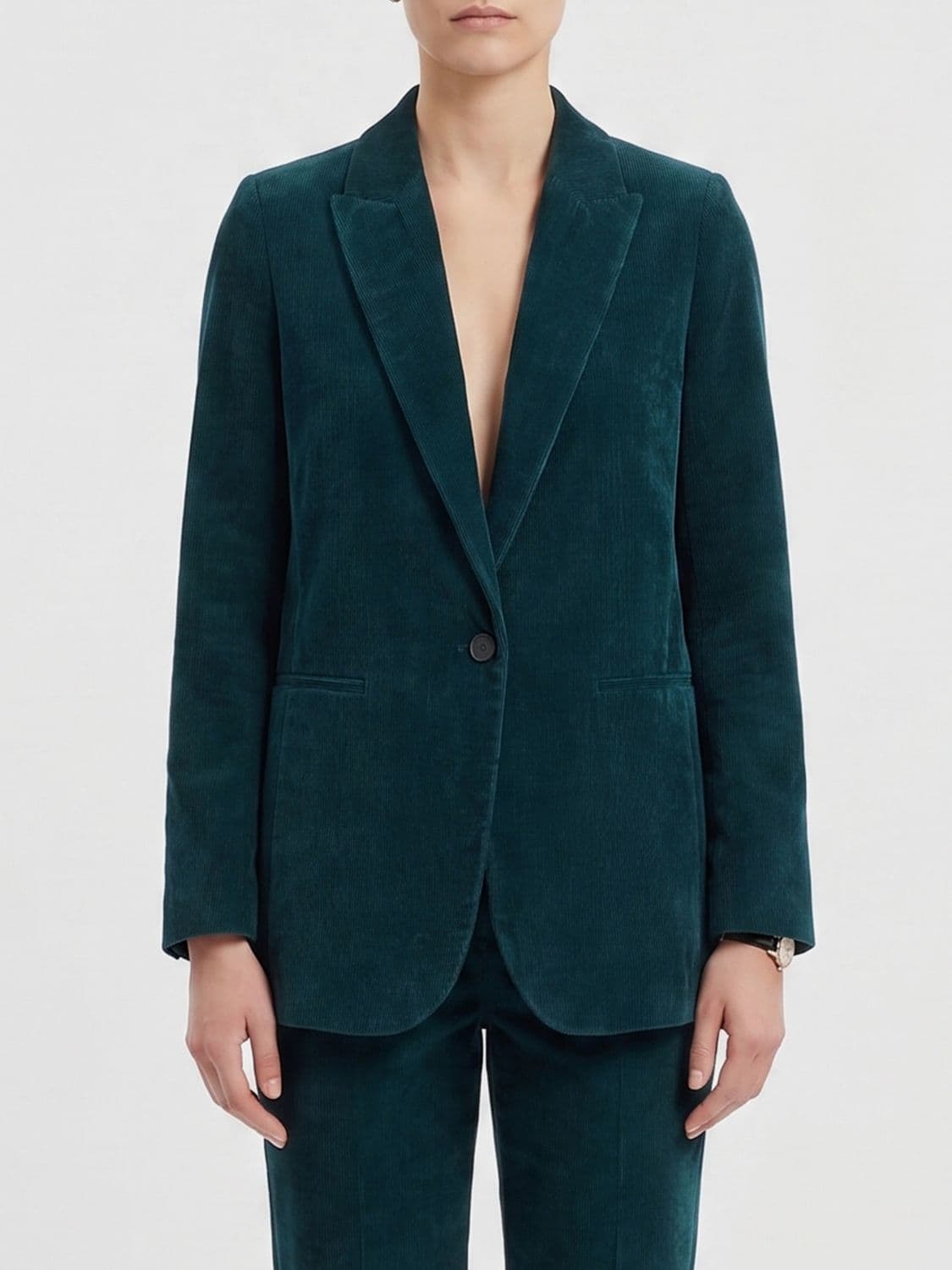 Forte Forte Single-Breasted Corduroy Velvet Blazer with Peak Lapels