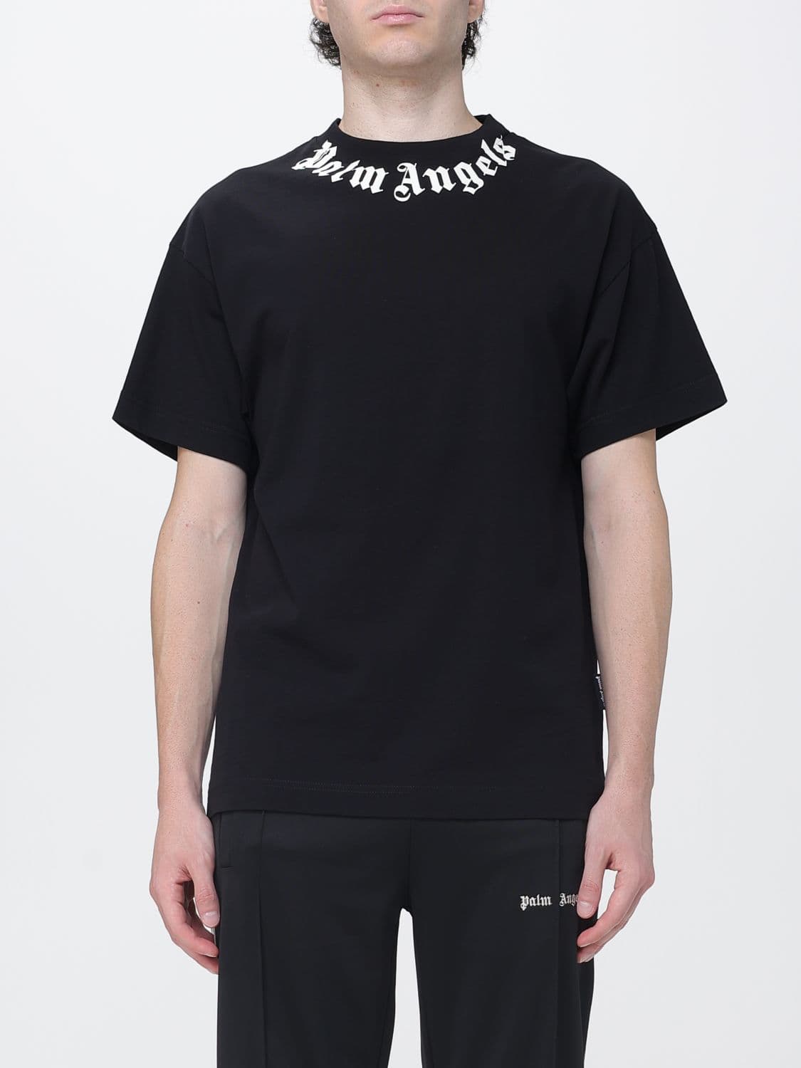 Palm Angels Cotton T-Shirt with Printed Logo and Dropped Shoulders