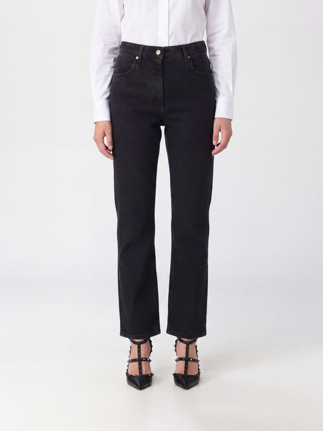 Valentino Garavani High-Waisted Straight Jeans in Stretch Cotton Denim