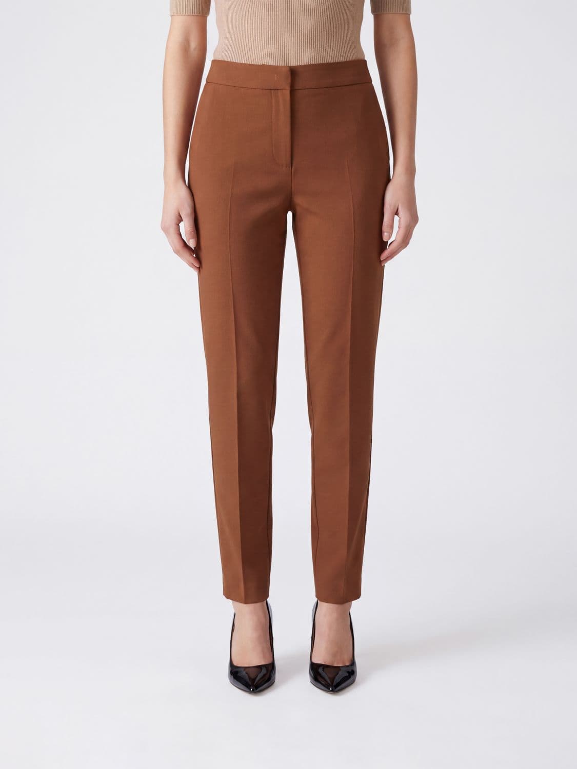 Max Mara Acino Mid-Rise Slim Fit Skinny Wool Trousers