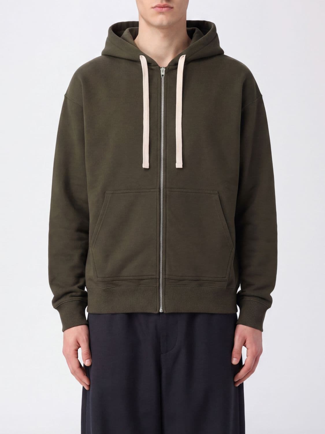 Jil Sander Two-Tone Pure Cotton Zip-Up Hoodie