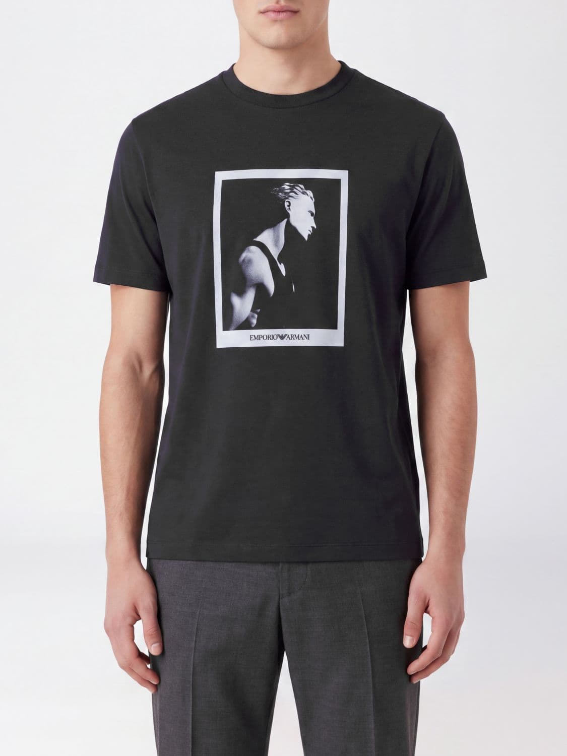 Emporio Armani Graphic Print Cotton Crewneck T-Shirt with a Slim Fit
