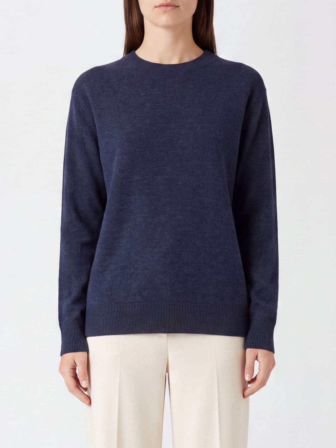 Parosh P. A.R. O.S. H. Crewneck Jumper in Pure Cashmere with Dropped Shoulders
