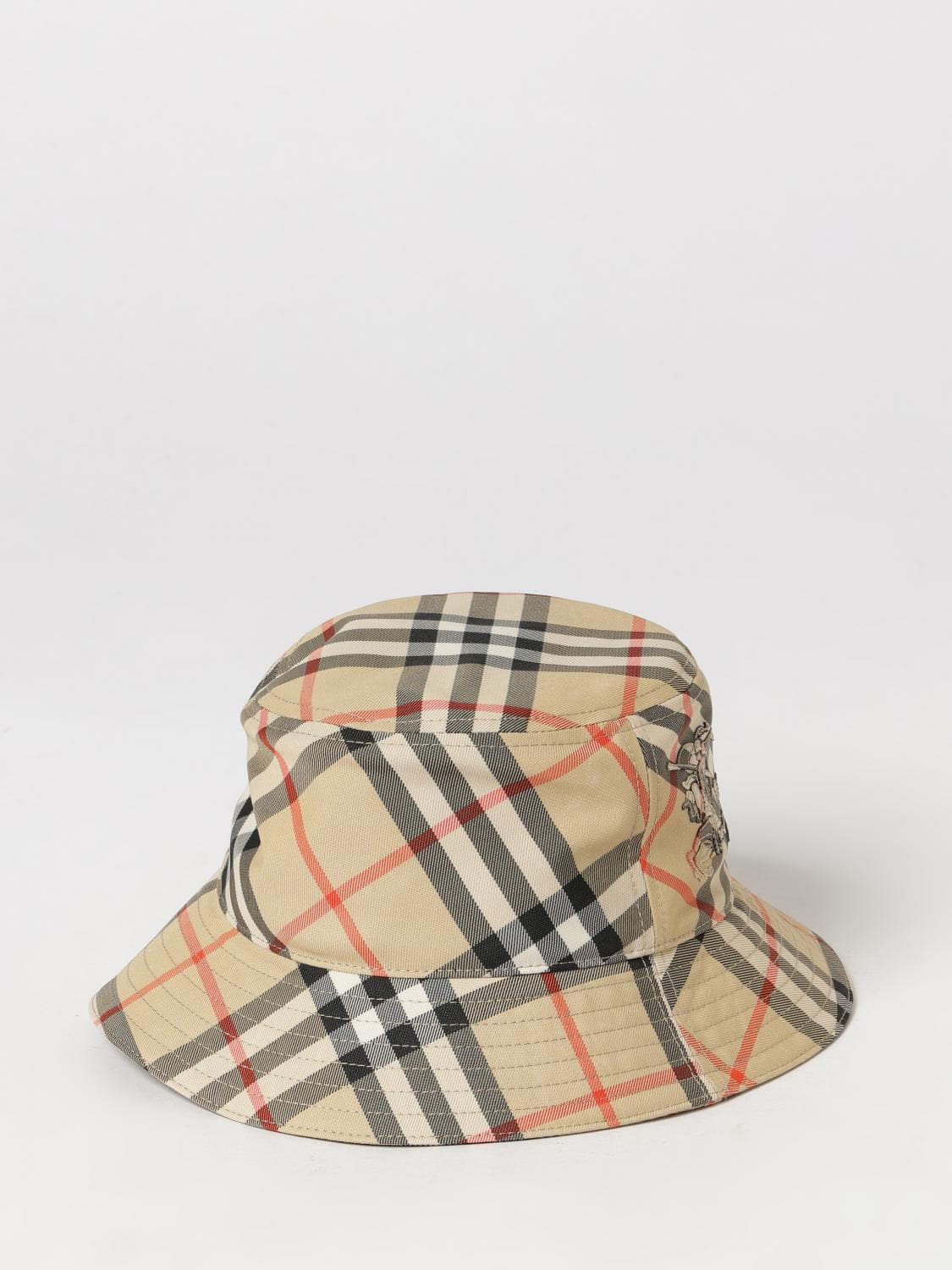Burberry Vintage Check Polyester Bucket Hat with Embroidered Logo