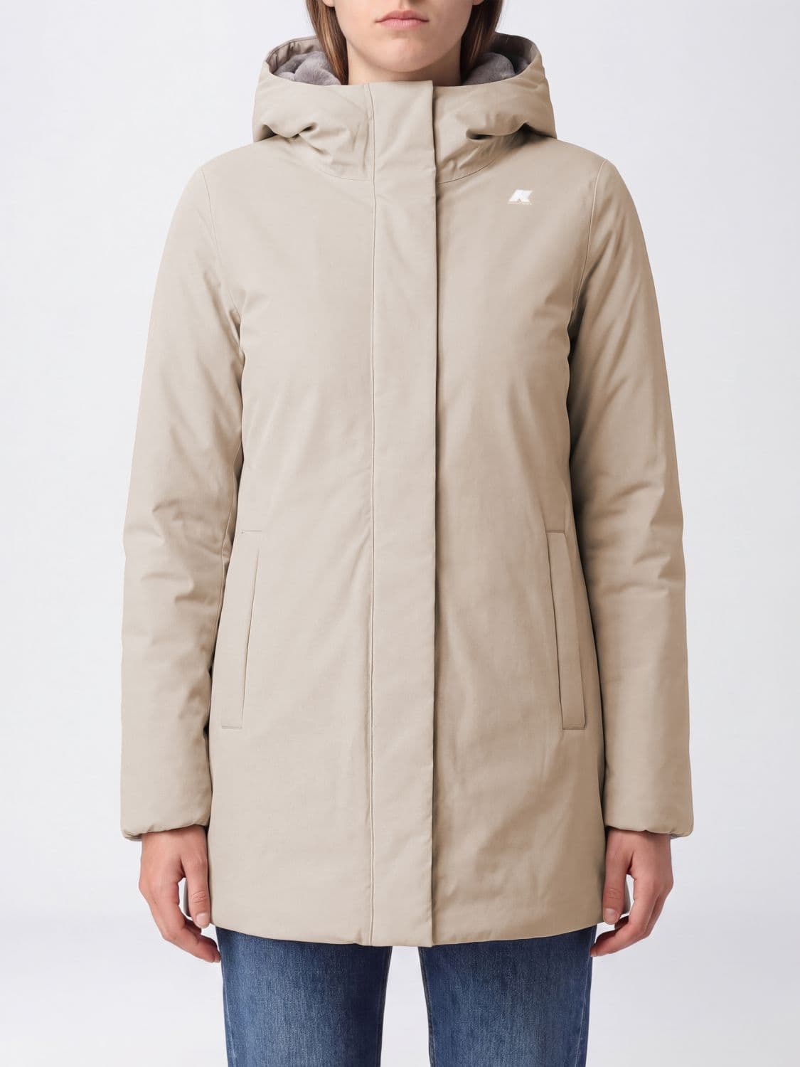 K-Way Sophie Short Hooded Jacket, Padded and Waterproof in Technical Fabric