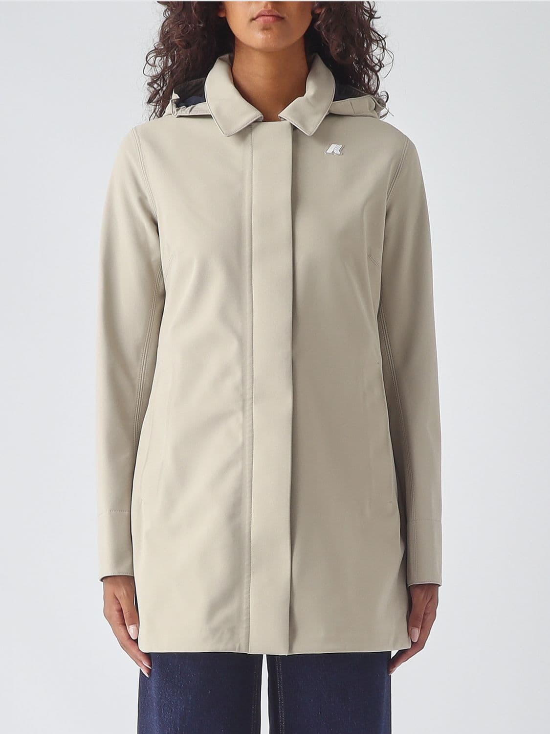 K-Way Single-Breasted Waterproof Nylon Trench Coat