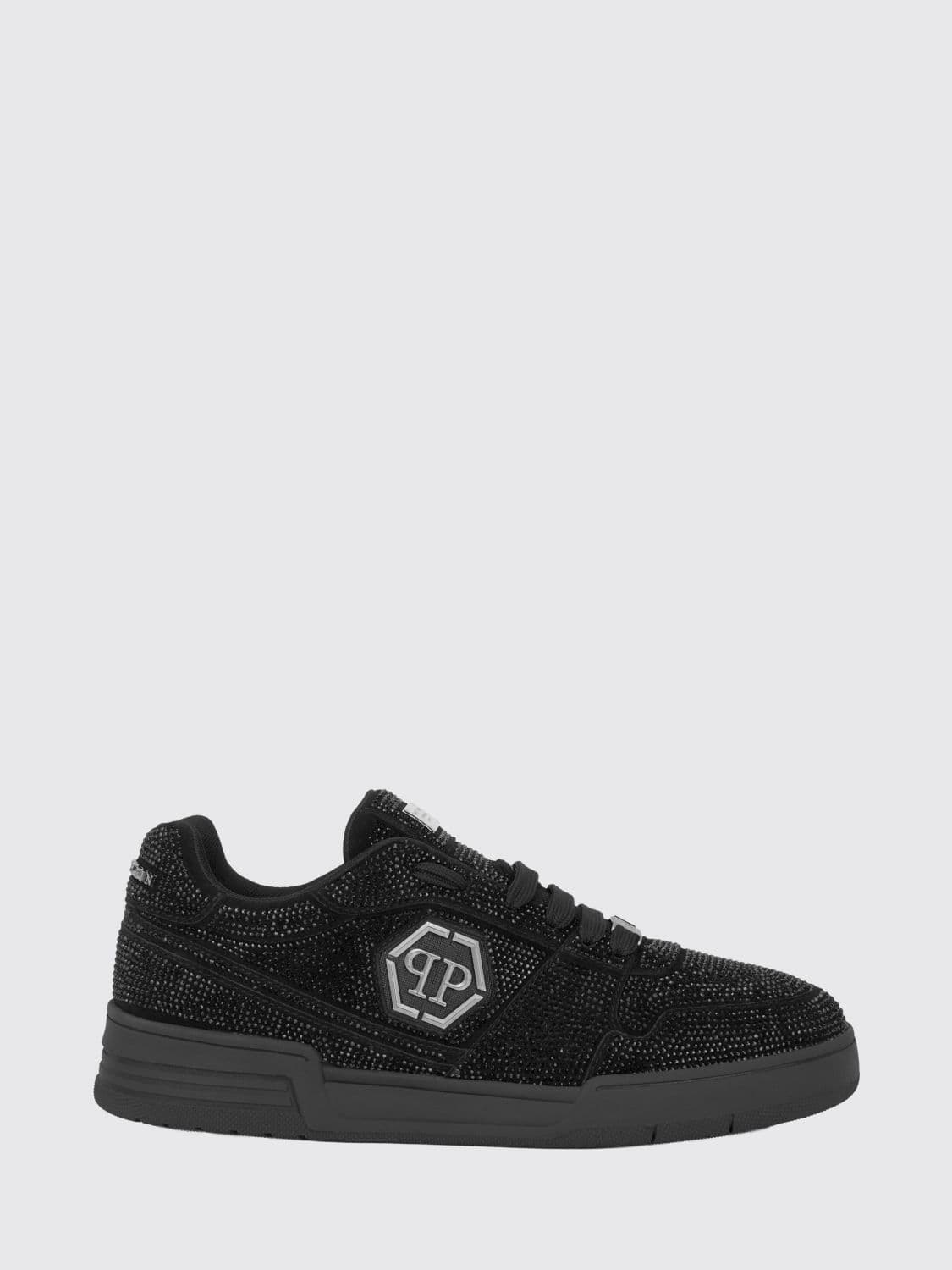 Philipp Plein P-Force Leather Sneakers with Monogram and Crystals