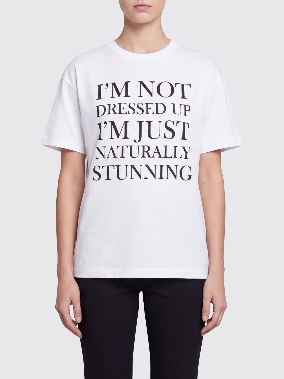 Elisabetta Franchi Cotton T-shirt with Slogan Print and Back Logo