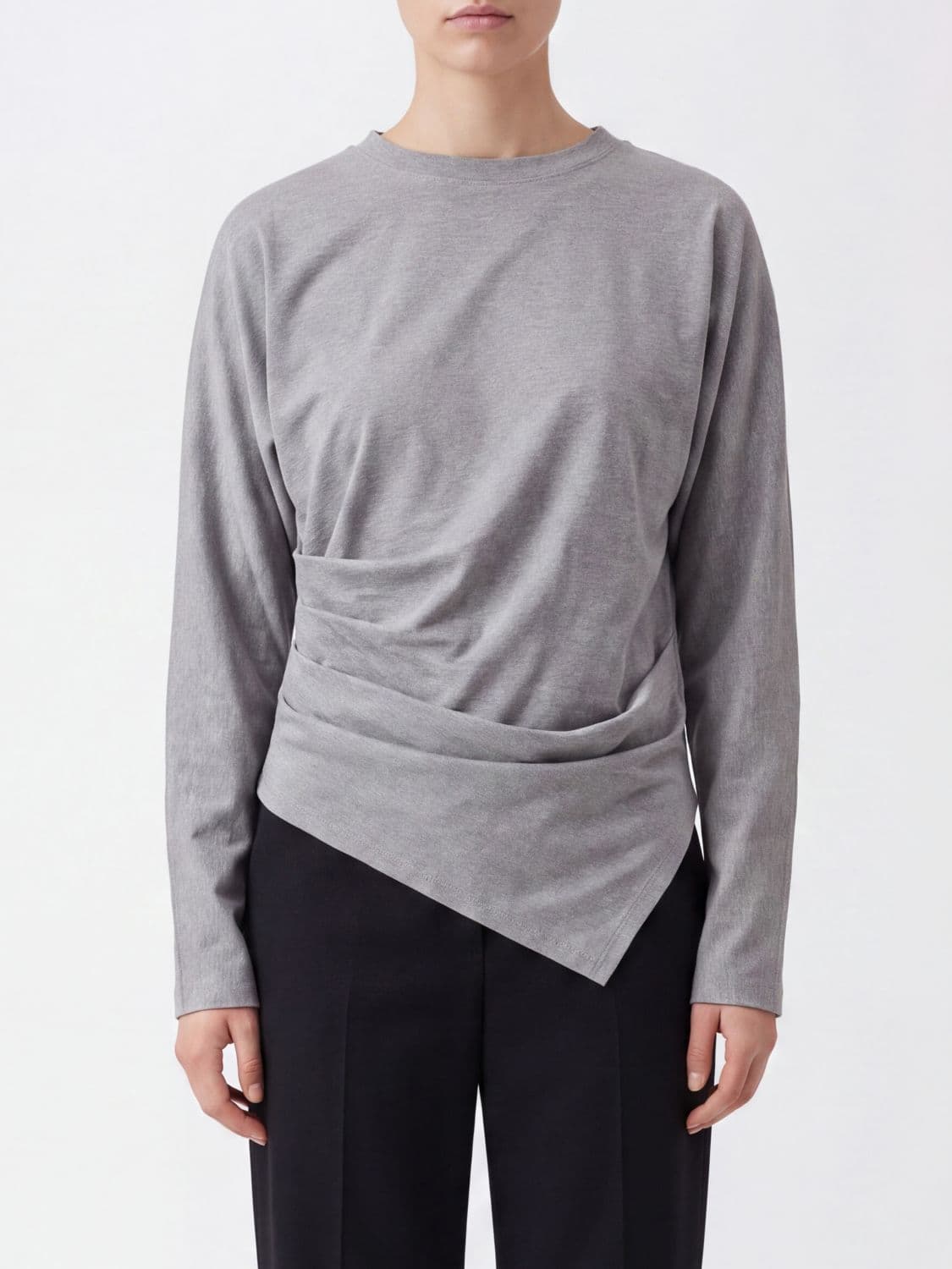 Ganni Asymmetric Long-Sleeved T-Shirt in Organic Cotton
