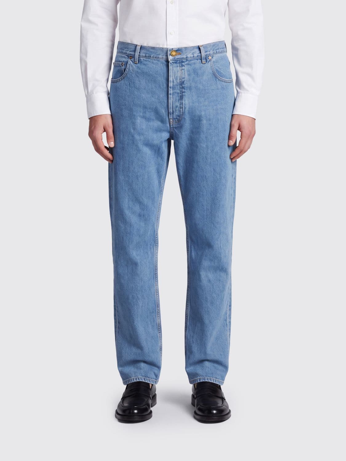 Thom Browne Straight Fit 5-Pocket Cotton Denim Jeans with Mid-Rise Waist