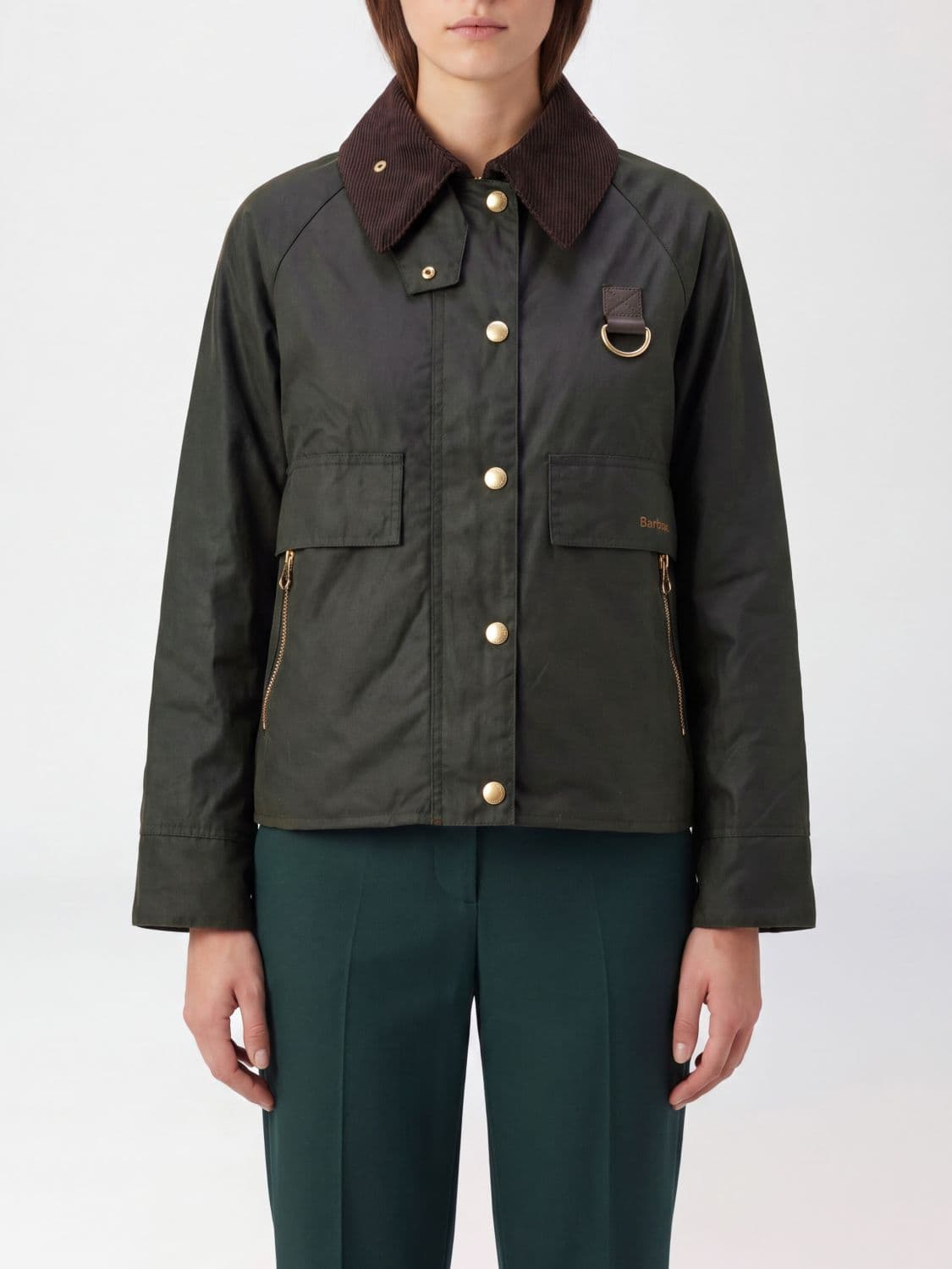 Barbour Catton Short Waxed Cotton Jacket with Velvet Collar
