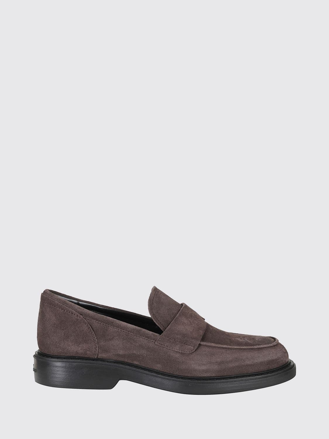 Hogan H704 Suede Penny Loafers with Raised Apron Toe
