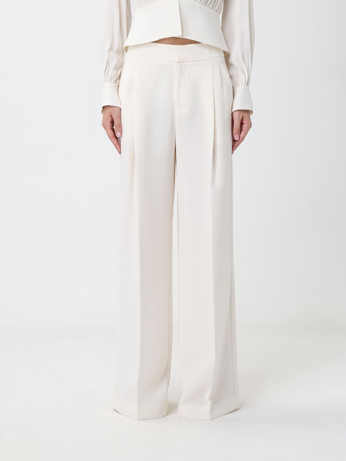 Twinset High-Waisted Wide-Leg Sartorial Crêpe Trousers