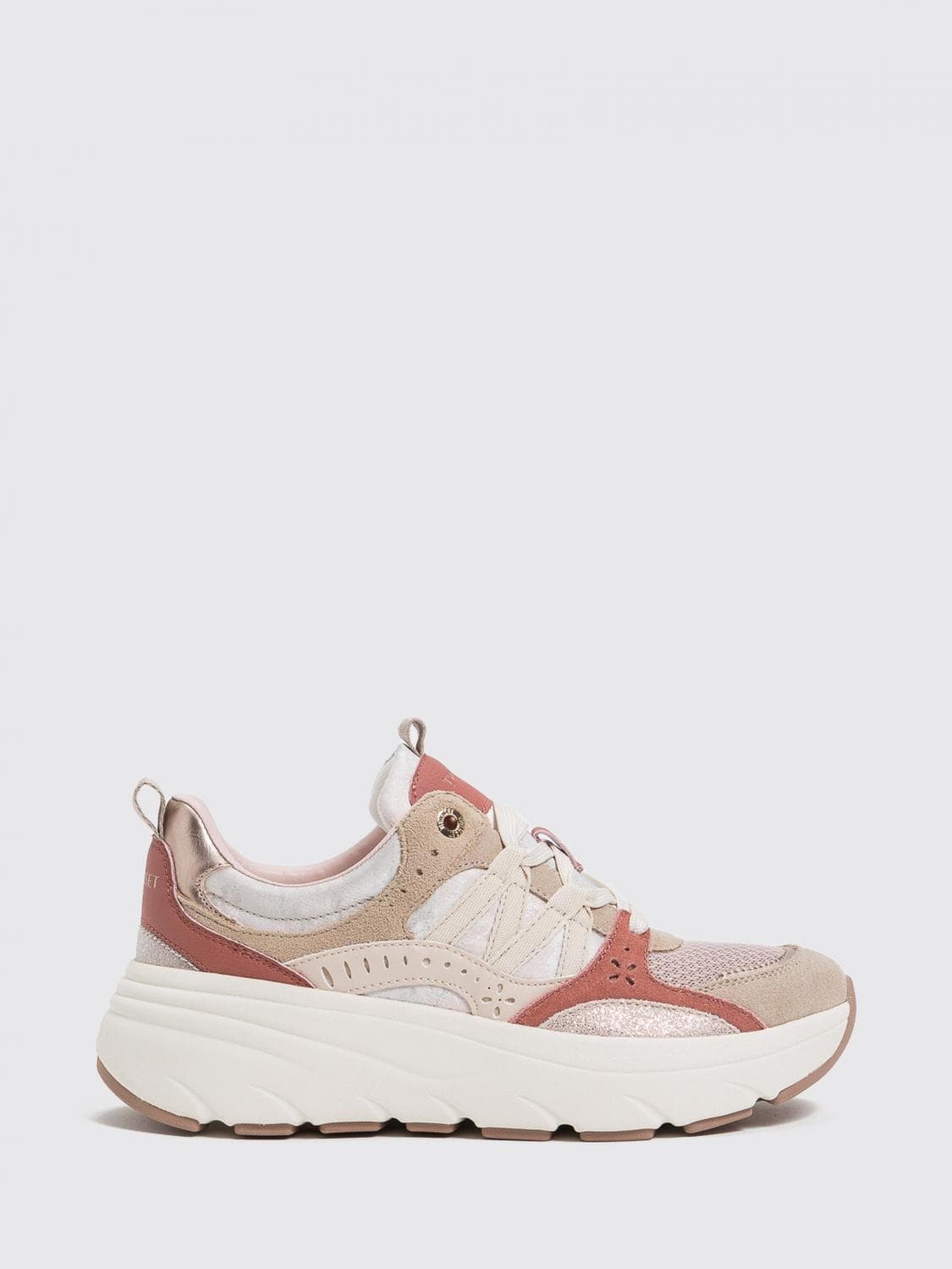Twinset Animal Print Leather and Mesh Sneakers with Double Pull-Tab
