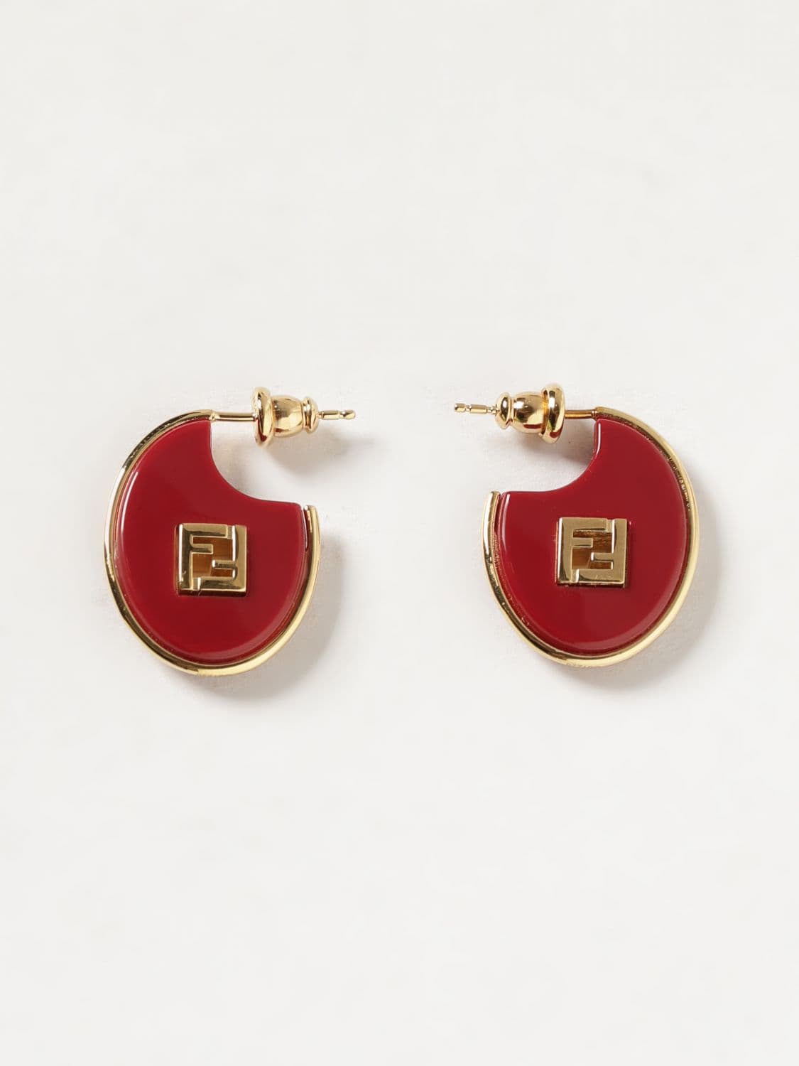 Fendi Resin and Bronze Pendant Earrings with FF Monogram · OS