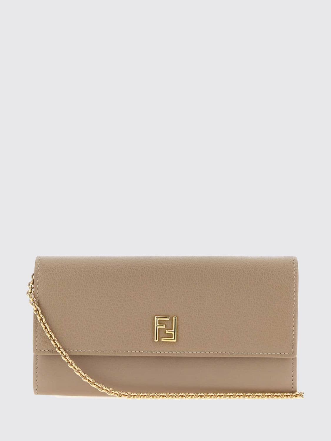 Fendi Calfskin Wallet on Chain with FF Monogram and Chain Strap · OS